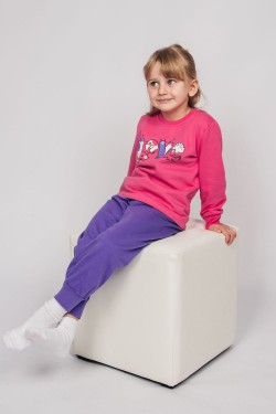 Пижама для девочки 91224 - розовый-васильковый (Нл)