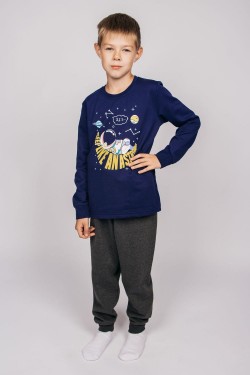 Пижама для мальчика 92206 - темно-синий-т.серый меланж (Нл)