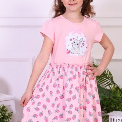 Платье Лапочка дочка короткий рукав детское - розовый (Нл)