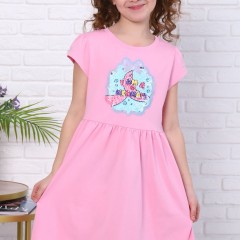 Платье Хвостик короткий рукав детское - ярко-розовый (Нл)