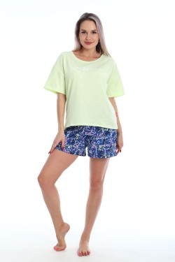 Пижама с шортами Очарование 5-040 - синий-зеленый (Нл)