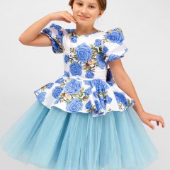 Платье нарядное для девочки SP2010 - голубой (Нл)