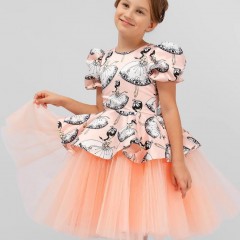 Платье нарядное для девочки SP2010 - персиковый (Нл)