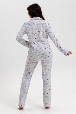 Пижама женская с брюками арт. ПД-006В - собачки светло-серые (Нл)