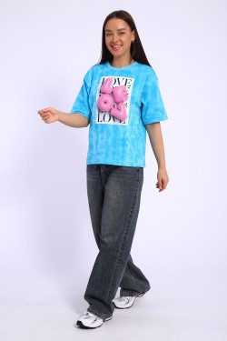 футболка женская 74254 - батик бирюза (Нл)