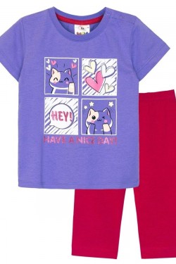 Комплект для девочки (футболка+бриджи) 41134 - лавандовый-малиновый (Нл)