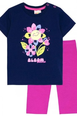 Комплект для девочки (футболка+бриджи) 41132 - т.синий-фуксия (Нл)