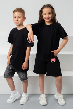 7453 футболка детская однотонная - черный (Нл)