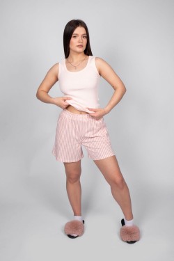 Пижама женская (майка+шорты) 0931 - розовая полоска (Нл)