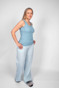 Пижама женская майка+брюки 0935 - голубая полоска (Нл)