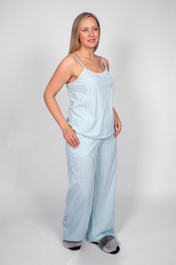 Пижама женская майка+брюки 0934 - голубая полоса (Нл)