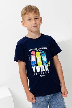 футболка детская с принтом 7444 - темно-синий (Нл)