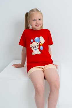футболка детская с принтом 7448 - красный (Нл)