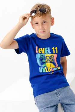 футболка детская с принтом 7444 - синий (Нл)