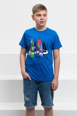 футболка детская с принтом 7445 - синий (Нл)