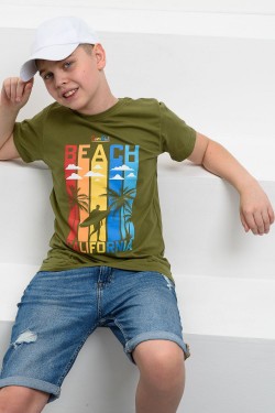 футболка детская с принтом 7445 - хаки (Нл)