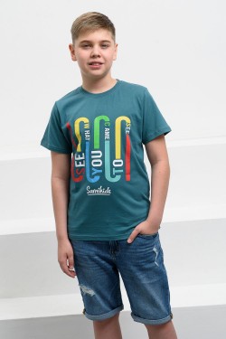 футболка детская с принтом 7445 - морская волна бледн. (Нл)