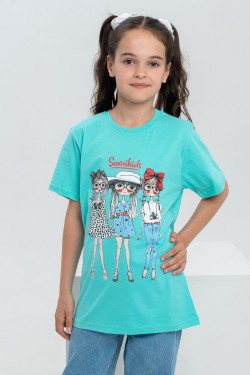 футболка детская с принтом 7449 - мята (Нл)