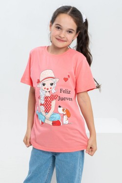 футболка детская с принтом 7449 - розовый (Нл)