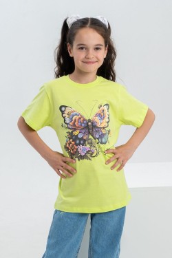 футболка детская с принтом 7449 - салатовый (Нл)