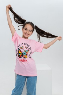футболка детская с принтом 7449 - бледно-розовый (Нл)