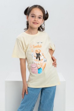 футболка детская с принтом 7449 - ваниль (Нл)