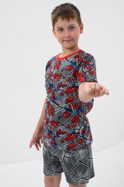 Пижама Кумир детская короткий рукав с шортами - серый (Нл)