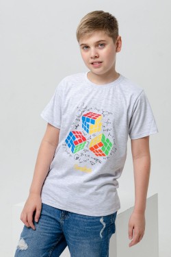 футболка детская с принтом 7446 - серый меланж (Нл)