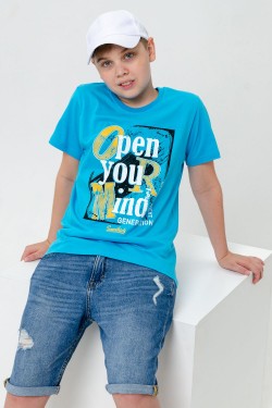 футболка детская с принтом 7446 - голубой яркий (Нл)