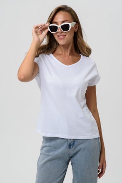 7158 однотон футболка женская - белый (Нл)