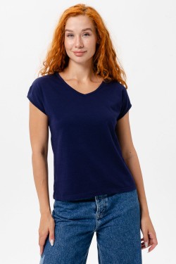 7158 однотон футболка женская - темно-синий (Нл)